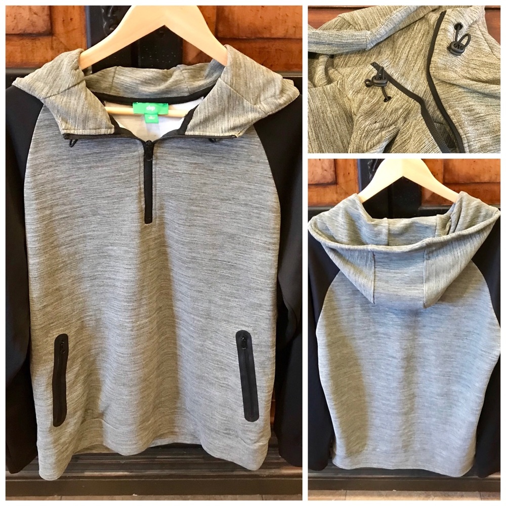 Men’s quarter length zipper hoodie pullover jacket